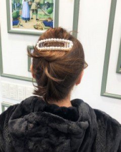 왕진주 올림머리 둥근 집게핀 (2color)