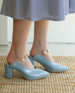 8cm 진주 포인트 슬링백 구두