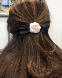 까멜리아 리본 자동 머리핀 (3color)