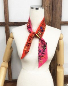 실크 100% 컬러 로고 트윌리 스카프 (5color)