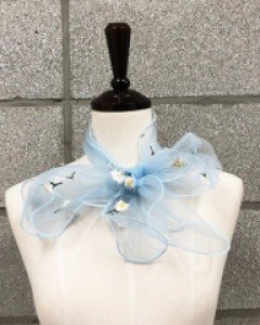 오간자 시스루 플라워 쉬폰 스카프