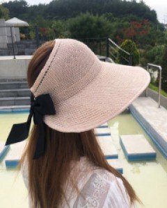 국내산 돌돌이 바캉스 휴양지 헬렌 라탄 뒷리본 밀짚썬캡