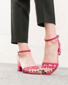 스웨이드 미들굽 샌들