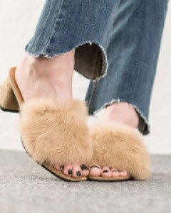 미들굽 토끼털 슬리퍼