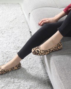 호피 쭈글이 스웨이드 플랫