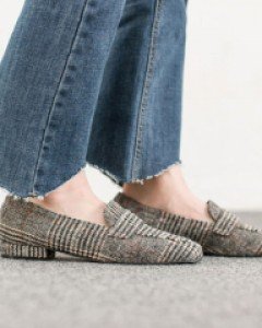 체크체크 모직 로퍼