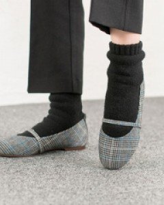 삭스 스트랩 체크 플랫