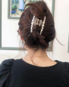 진주 슬림라인 올림머리 집게핀