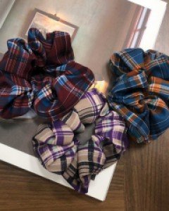 아이유 타탄체크 곱창 슈슈 머리끈 스크런치 헤어끈 자체제작