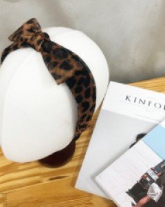 쉬폰 리본 호피 헤어터번 머리띠 헤어밴드