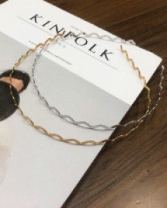 메탈 무광 지그재그 물결 머리띠 헤어밴드