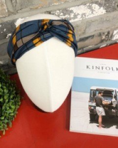 가을 체크 헤어터번 헤어밴드