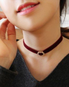 큐빅 벨벳 초커 목걸이 / 초크목걸이