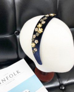 플라워 스와로브스키 큐빅 벨벳 헤어밴드 머리띠