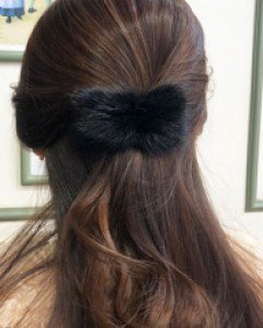 리얼 밍크 반묶음 자동머리핀 5color