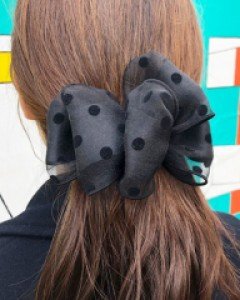 자체제작 오간자 도트 땡땡이 리본 자동머리핀