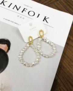 빈티지 진주 빅 링 귀걸이