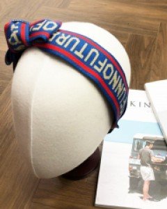 니트 레터링 꼬임 리본 헤어밴드 머리띠