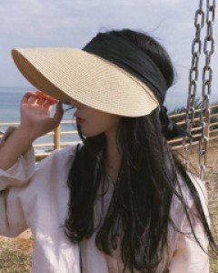 넓은챙 휴양지 여행지 라탄 썬캡 3color