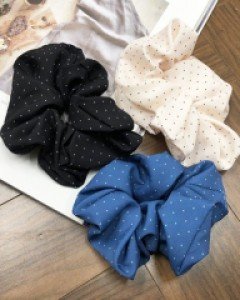 미니 도트 땡땡이 곱창 머리끈 스크런치 헤어끈