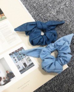 토끼 데님 곱창 슈슈 머리끈 스크런치 헤어끈