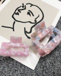 [프랑스핀] 핑크 마블 이성경 집게핀 사각집게핀 미니집게핀