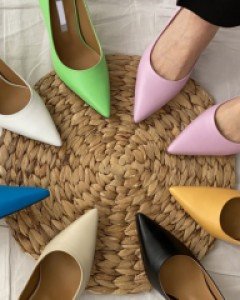 리얼가죽 7cm미들굽 컬러 힐 구두 성수동제작