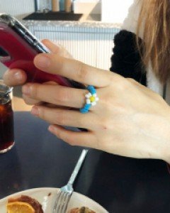 비비드 컬러 꽃 비즈 반지 5color