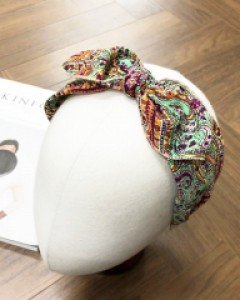 페이즐리 리본 넓은 터번 헤어밴드 머리띠
