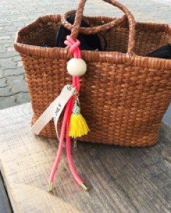 형광 테슬 목각 포인트 키링 장식고리