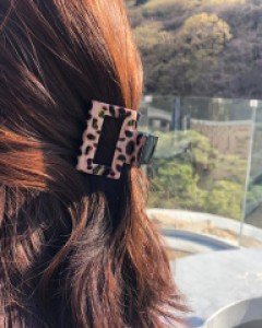 [프랑스핀] 호피 사각 스퀘어 미니 집게핀