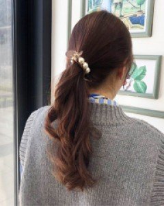 진주 올림머리 집게핀 머리핀