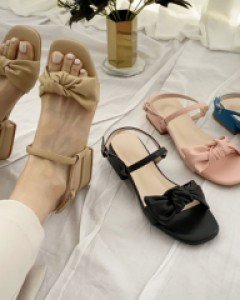 미니 리본 3cm미들굽 샌들