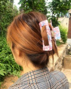 [프랑스핀] 마블 호피 빅사이즈 집게핀 올림머리핀