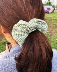 아이유 제니 태연 조이 파스텔 체크 곱창밴드 스크런치 머리끈 슈슈