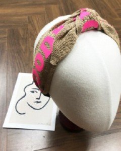 여름 넓은 라탄 꼬임 레터링 헤어밴드 머리띠