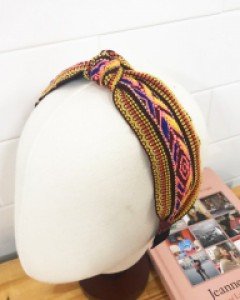 에스닉 자수 넓은 반다나 헤어밴드 머리띠 꼬임