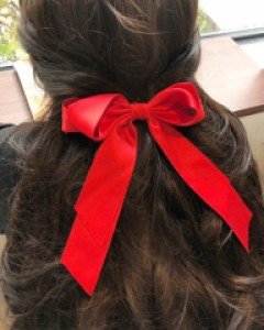 새틴 이중 리본 자동핀 머리핀