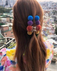 컬러 폼폼 겨울 집게핀 올림머리 집게핀