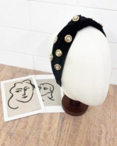 빈티지 진주 벨벳 꼬임 리본 헤어밴드 머리띠 제니