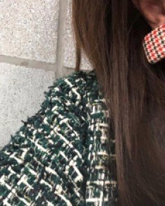 에스닉 체크 무늬 스퀘어 귀걸이