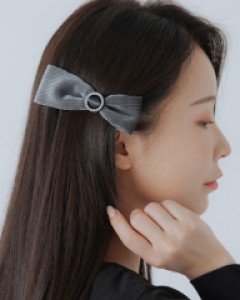 [레나크리스] 골지 벨벳 큐빅 리본핀