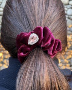 벨벳 큐빅 장식 곱창밴드 머리끈 스크런치