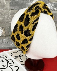 넓은 니트 호피 헤어터번 헤어밴드