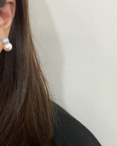 스와로브스키 리본 진주 귀걸이