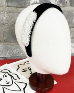 비즈장식 벨벳 머리띠 헤어밴드