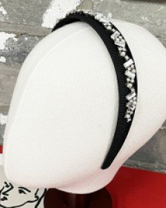 미우 큐빅장식 블랙 머리띠 헤어밴드