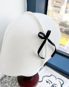 옆리본 진주 머리띠 헤어밴드