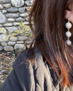 큐빅 진주 드롭 롱 귀걸이