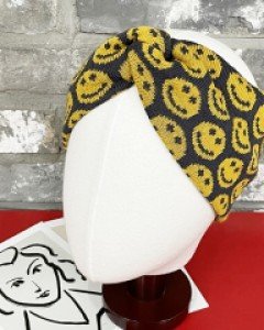 넓은 니트 스마일 헤어터번 헤어밴드